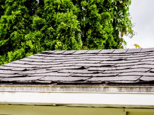 Storm damage on residential roof